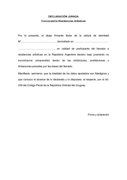 DECLARACI&Oacute;N JURADA Convocatoria Residencias Art&iacute;sticas Por