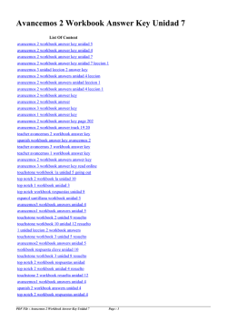 Avancemos 2 Workbook Answer Key Unidad 7