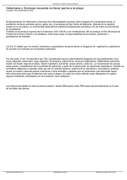 Veterinaria y Zoonosis recuerda no llevar perros a la