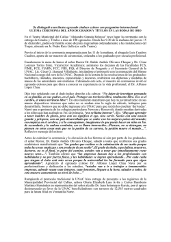 Se distingui&oacute; a un ilustre egresado chalaco exitoso con pergamino