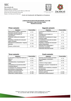 Primer semestre Segundo semestre Tercer semestre Cuarto semestre