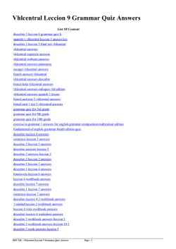 Vhlcentral Leccion 9 Grammar Quiz Answers