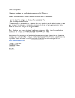 Estimados padres Adjunto encontrar&aacute; un cup&oacute;n de descuento de