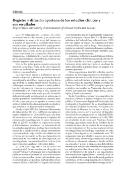 Registro y difusi&oacute;n oportuna de los estudios cl&iacute;nicos y sus resultados