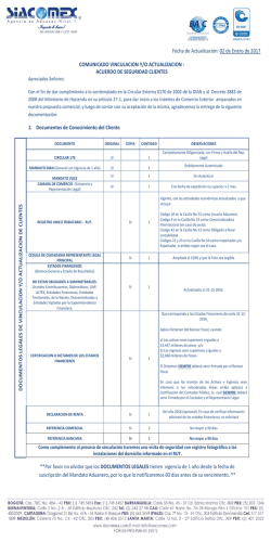 Comunicado de vinculaci&oacute;n de clientes