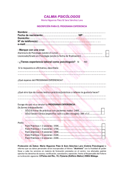 INSCRIPCI&Oacute;N PROGRAMA EXPERIENCIA