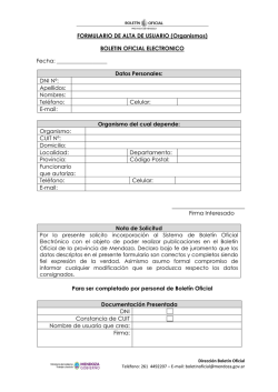 FORMULARIO DE ALTA DE USUARIO (Organismos) BOLETIN