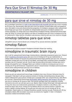 Para Que Sirve El Nimotop De 30 Mg by zecoxinha.com.br