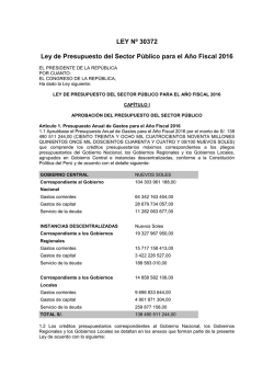 Ley N.&deg; 30372 - Ley de Presupuesto 2016