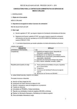 red de salud huaylas sur - proceso cas n&ordm; ii &ndash; 2016 convocatoria