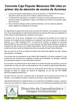 Concreta Caja Popular Mexicana 500 citas en primer d&iacute;a de
