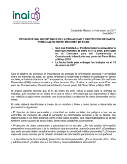 Ciudad de M&eacute;xico, a 4 de enero de 2017 INAI/004/17 PROMUEVE