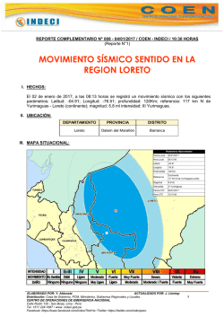movimiento s&iacute;smico sentido en la region loreto