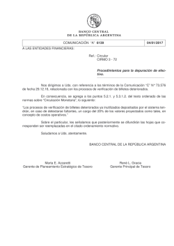COMUNICACI&Oacute;N &ldquo;A&rdquo; 6139 04/01/2017 A LAS ENTIDADES