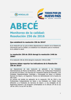 Monitoreo de la calidad: Resoluci&oacute;n 256 de 2016