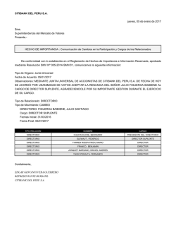 CITIBANK DEL PERU SA jueves, 05 de enero de 2017 Sres