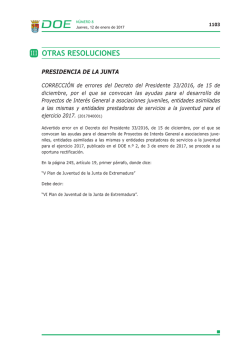 Correcci&oacute;n de errores del Decreto del Presidente 33/2016, de