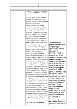 Virgo para pasado ma&ntilde;ana