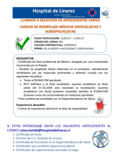 aviso m&eacute;dicos especialistas y subespecialistas