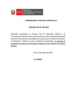 COMUNICADO N&deg; 004-2017-COMIT&Eacute; CAS 5 PROCESO CAS N