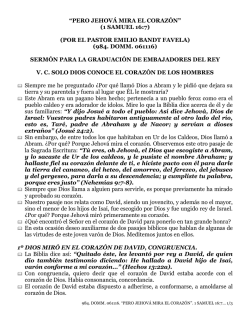 &ldquo;PERO JEHOV&Aacute; MIRA EL CORAZ&Oacute;N&rdquo; (1 SAMUEL 16:7) (POR EL