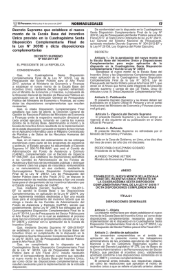 17 NORMAS LEGALES Decreto Supremo que establece el nuevo