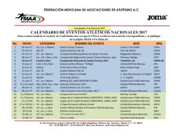 calendario de eventos atl&eacute;ticos nacionales 2017