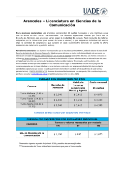Aranceles &ndash; Licenciatura en Ciencias de la Comunicaci&oacute;n