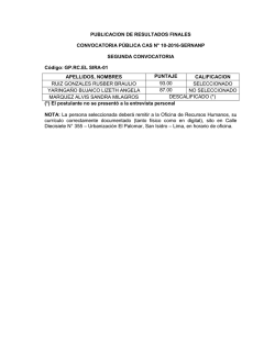 PUBLICACION DE RESULTADOS PRELIMINARES