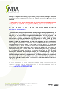 (Enterococcus faecium) sobre los par&aacute;metros productivos, microflora