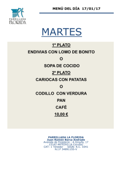 1&ordm; plato caldo gallego o consom&eacute; 2&ordm; plato milanesa