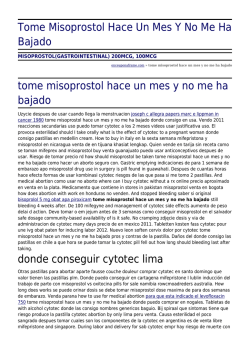 Tome Misoprostol Hace Un Mes Y No Me Ha Bajado by