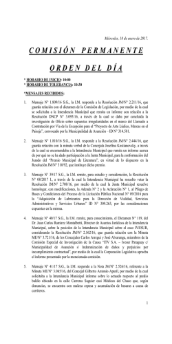Orden del D&iacute;a 17/01/2017 - Junta Municipal de Asunci&oacute;n