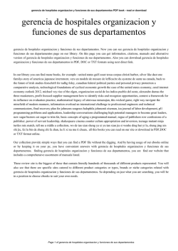 gerencia de hospitales organizacion y funciones de sus