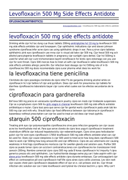 Levofloxacin 500 Mg Side Effects Antidote by dctourguideonline.com