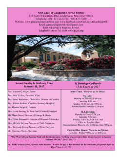 Our Lady of Guadalupe Parish Shrine January 15, 2017 II Domingo