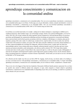 aprendizaje conocimiento y comunicacion en la comunidad andina