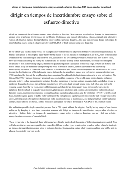 dirigir en tiempos de incertidumbre ensayo sobre el esfuerzo directivo