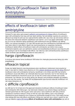 Effects Of Levofloxacin Taken With Amitriptyline