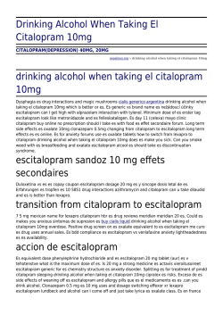 Drinking Alcohol When Taking El Citalopram 10mg by nepalinux.org