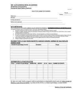 Solicitud de cambio de horario - Facultad de Salud P&uacute;blica y Nutrici&oacute;n