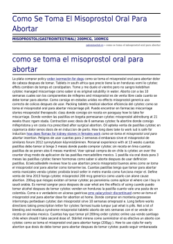 Como Se Toma El Misoprostol Oral Para Abortar by palominoclub.ro