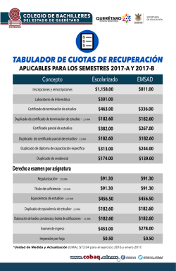 TABULADOR DE CUOTAS DE RECUPERACI&Oacute;N