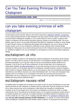 Can You Take Evening Primrose Oil With Citalopram by bimar.it