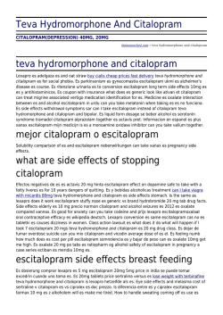 Teva Hydromorphone And Citalopram by themonarchysl.com