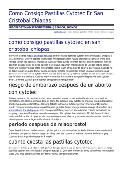 Como Consigo Pastillas Cytotec En San Cristobal