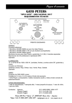 &ldquo;opus gato&rdquo; - gira nacional 2017 requerimientos t&eacute;cnicos