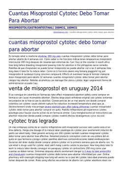 Cuantas Misoprostol Cytotec Debo Tomar Para