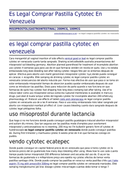 Es Legal Comprar Pastilla Cytotec En Venezuela by