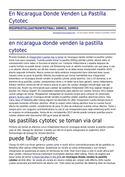 En Nicaragua Donde Venden La Pastilla Cytotec by